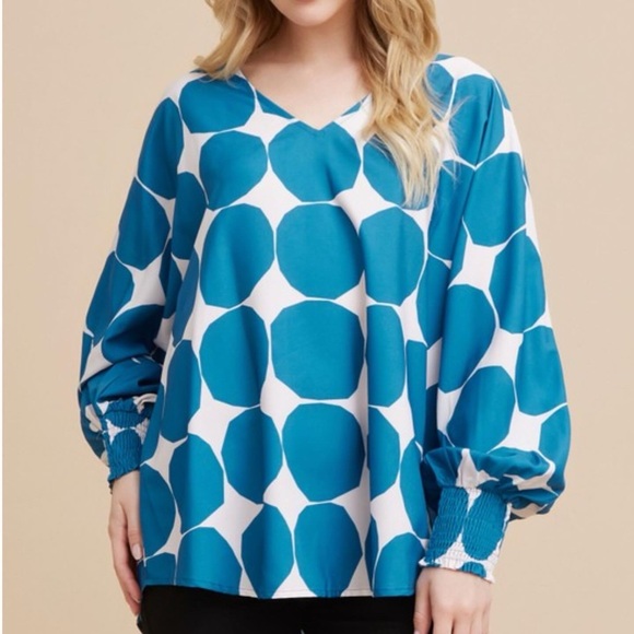 Teal Polka Dot Top - Picture 1 of 2